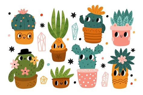 Cactus Et Plantes Succulentes Mignons Personnages Dr Les De Plantes Du