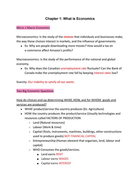 Chapter 1 What Is Economics Chapter 1 What Is Economics Micro V Macro Economics