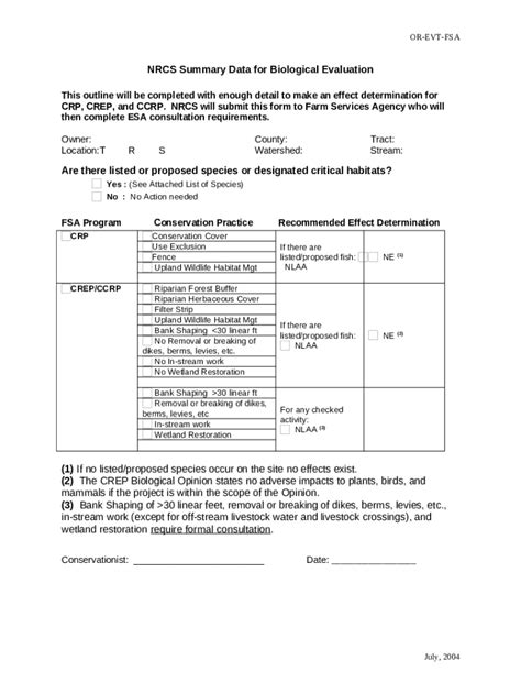 At For Biological Assessment Doc Template Pdffiller