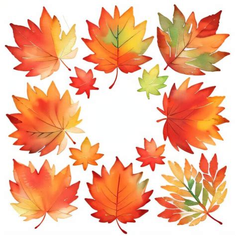 Premium AI Image Watercolor Fall Leaves Clipart