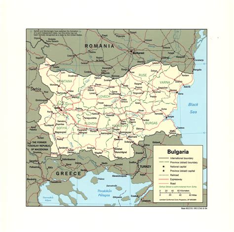 Large detail political and administrative map of Bulgaria with marks of ...