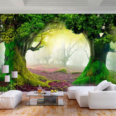 Wald Natur Baum Herbst VLIES FOTOTAPETE 3D WOHNZIMMER TAPETE WANDBILD