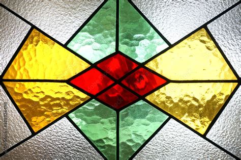 Beautiful Colorful Stained Glass Window Detail And Texture Stock Photo