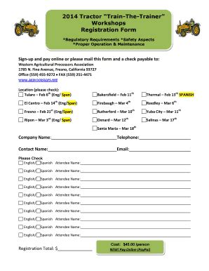 Fillable Online Agprocessors Tractor Train The Trainer Workshops