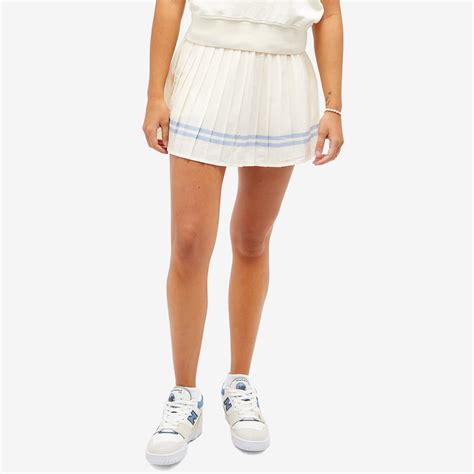 Sporty Rich Serif Logo Pleated Skirt Milk Washed Hydrangea End Uk