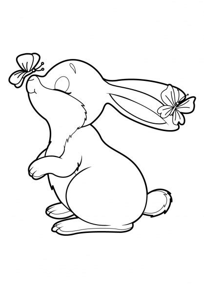 Coloriage Lapin s amuse avec le papillon dessin gratuit à imprimer