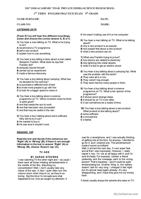 Practice Test B1 English Esl Worksheets Pdf And Doc