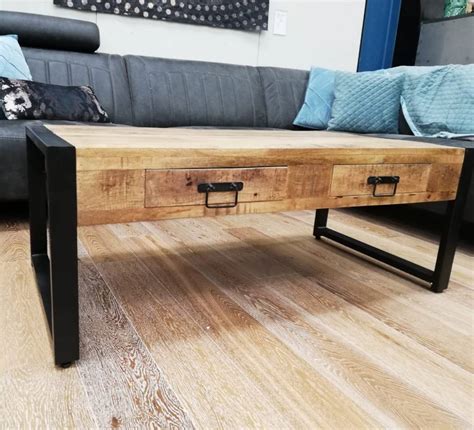 Salontafel Industial Mango Met Lades Houten Meubel Outlet