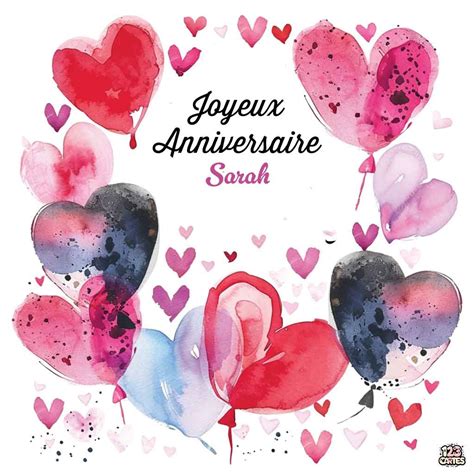 Ballons Aquarelle Avec Le Texte Joyeux Anniversaire Sarah Cartes