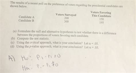 Solved The Result Of A Recent Poll On The Preference Of Chegg