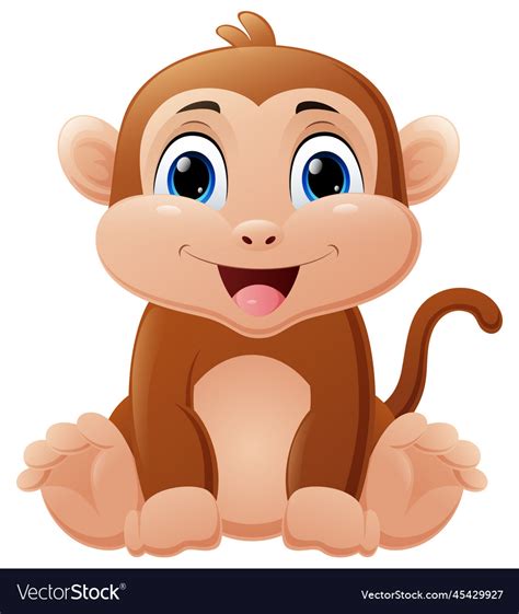 Cute Baby Monkey Cartoon Sitting Royalty Free Vector Image