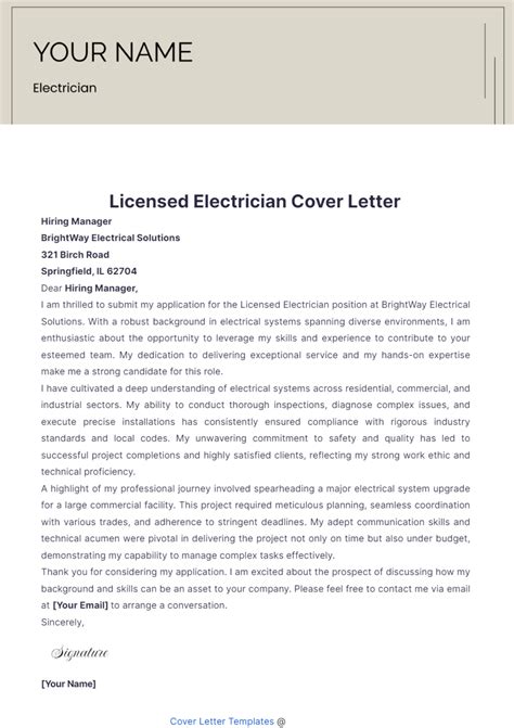 Free Licensed Electrician Cover Letter Template Edit Online And Download