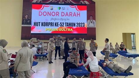 PNS Polri Polda Sultra Gelar Aksi Donor Darah 74 Kantong Terkumpul