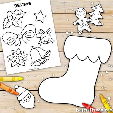 Cut And Paste Christmas Stocking Craft Free Printable Kids Craft Room