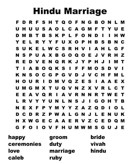 Hindu Marriage Word Search Wordmint