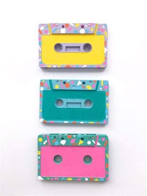 Colourful Rainbow Hand Painted Up Cycled Cassette Tapes Mini Artworks Colourful Decor Vinyl