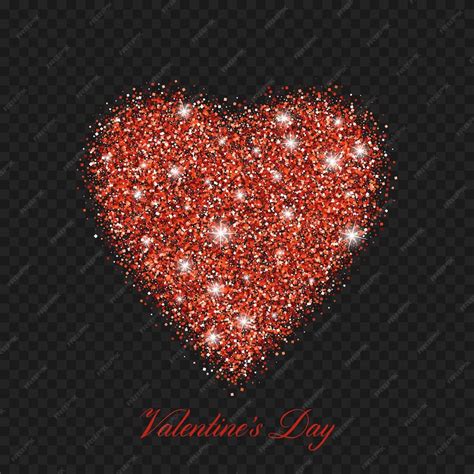 Premium Vector Valentine Day Red Glitter Shiny Heart Vector Illustration Love Heart Symbol