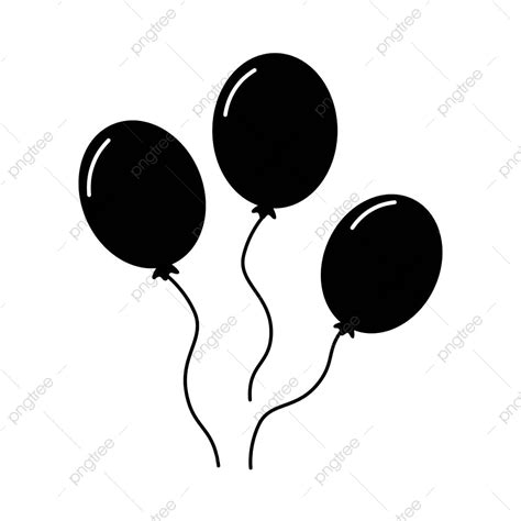 Balloons Silhouette Transparent Background Black Balloon Icon Isolated