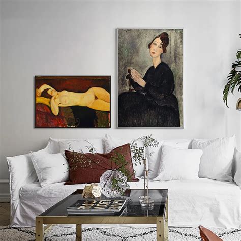 Art Zone Modigliani Wall Art Painting European Style Nude Women Oil