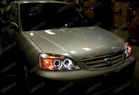 Honda Civic Black Halo Angel Eyes Projector Led Headlights