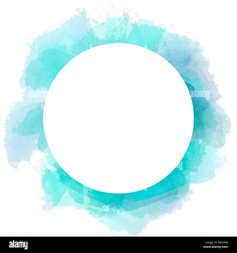 Abstract Watercolor Circle Background In Blue And Green Color Brush