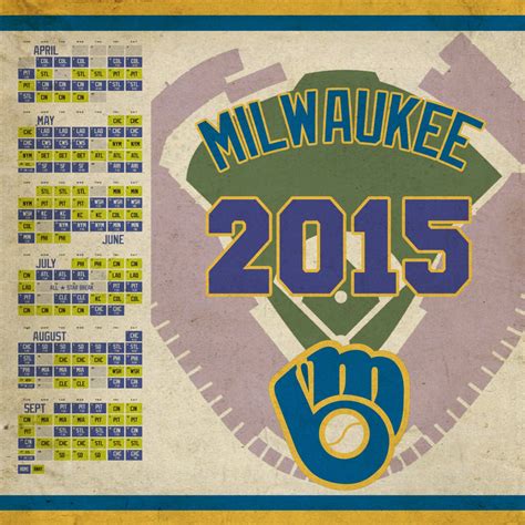 Milwaukee Brewers 2015 Schedule Print by IslandHopperPrints