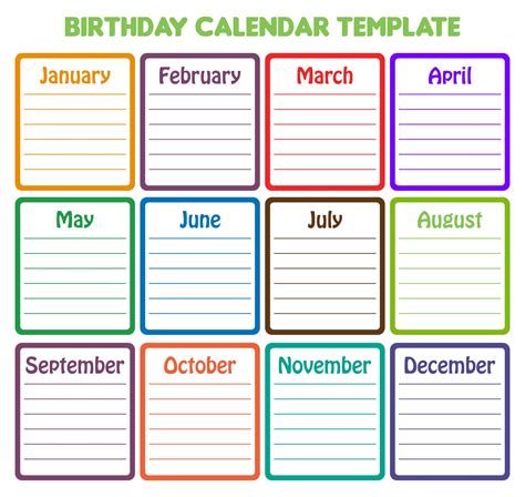 Editable Yearly Calendar Template