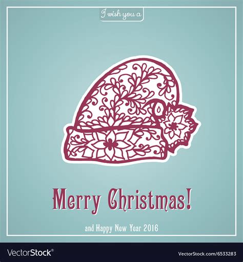 Merry christmas lettering congratulations card Vector Image