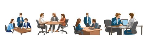 Office workers are meeting vector set collection graphic clipart design ...