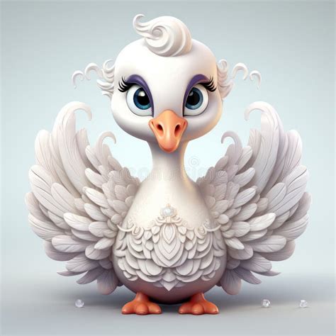 Cute Swan Illustration in Disney Cartoon Style Stock Illustration ...