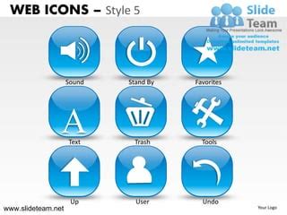 Web icons tools user undo design 5 powerpoint ppt templates. | PPT