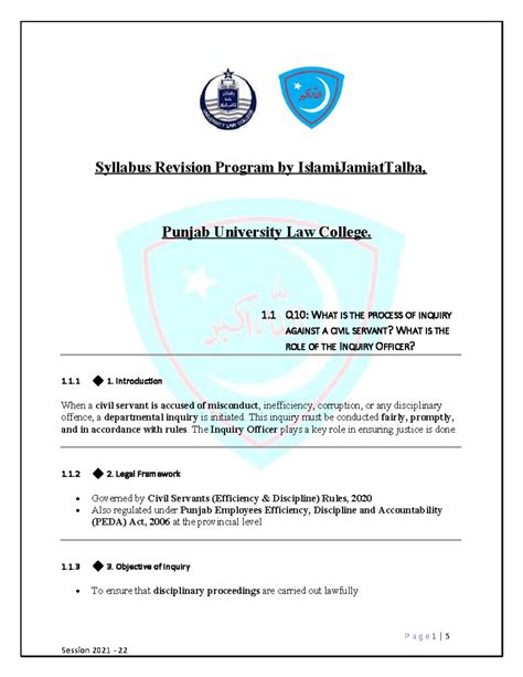 Inquiry Process for Civil Servants: A Guide (Session 2021-22) - Studocu