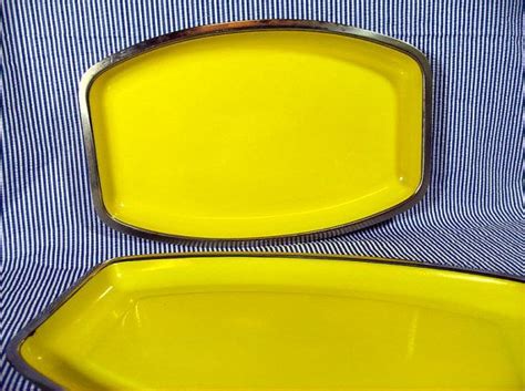 Cathrineholm Yellow Enamel Trays Set Of 2 Etsy Yellow Enamel Tray