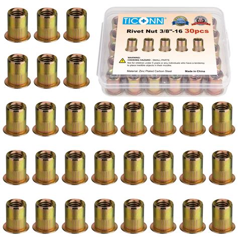 Snapklik Ticonn Pcs Sae Rivet Nut Kit Heavy Duty Zinc Plated