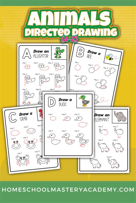 Animals Directed Drawing Activity Pack Helps Kids Learn the ABCs