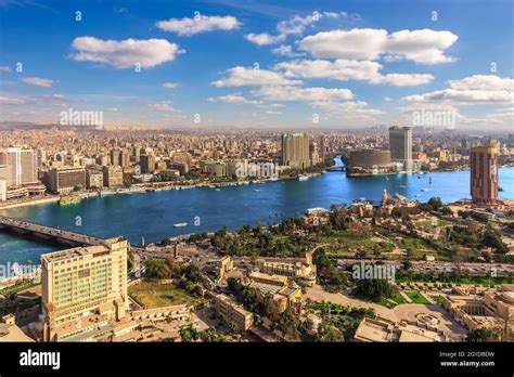 Nile View In Cairo Downtown Aerial Panorama Egypt Stock Photo Alamy