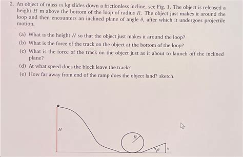 Solved An Object Of Mass Mkg Slides Down A Frictionless Chegg