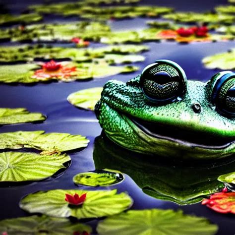 Dark Clouds Close Up Of A Alien Space Frog In The Stable Diffusion