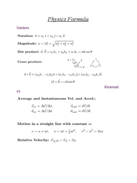 Physics Formula | PDF