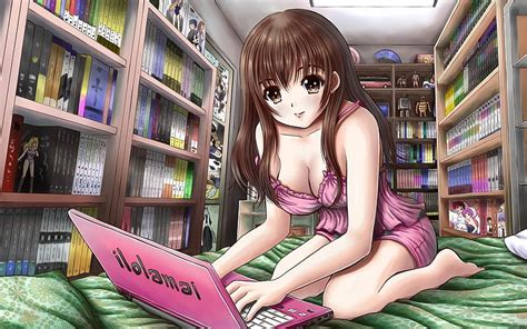 Anime Girl Pretty Lovely Wind Laptop Sexy Big Eye Girl Anime