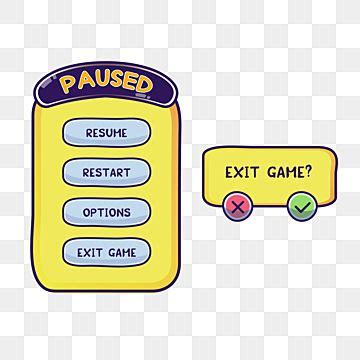 Pause Game Vector Design Images, Computer Game Yellow Pause And Exit ...