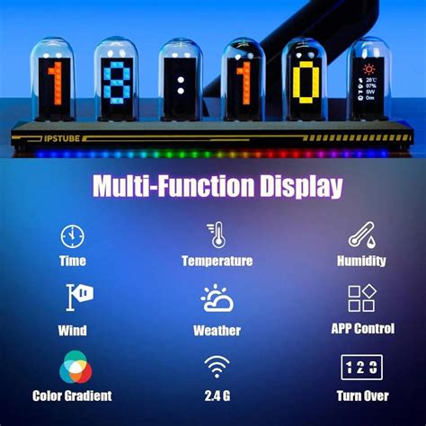 Nixie Tube Clock Glow Tube Clock IPS Color Screen Digital Clock DIY