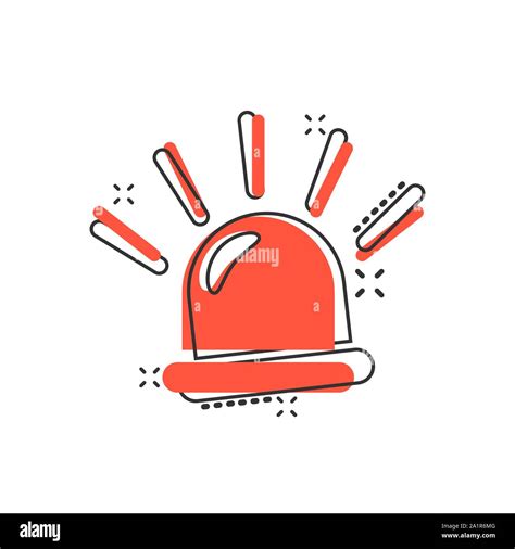 Emergency Siren Icon In Comic Style Police Alarm Vector Cartoon