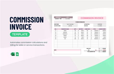 Commission Invoice Template Prntbl Concejomunicipaldechinu Gov Co