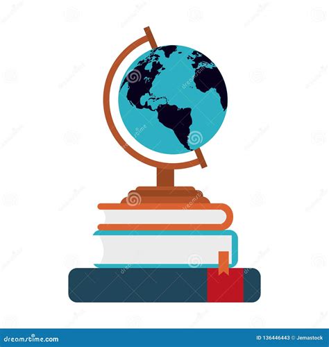 World Globe On Stacked Books Stock Vector Illustration Of Document