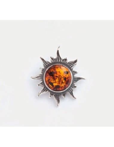 Pendentif Soleil Bijou Argent Et Ambre