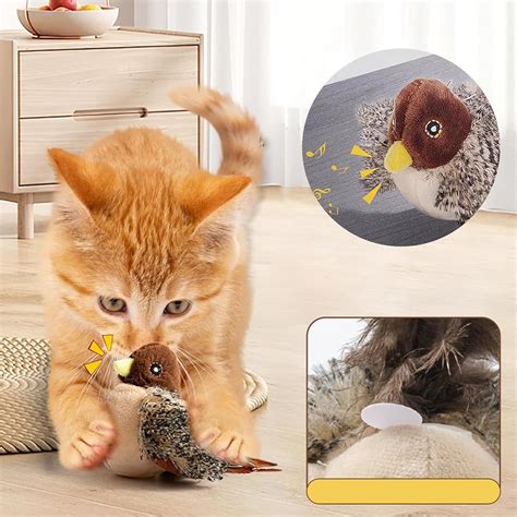 Flying Bird Cat Toys For Indoor Cats Chirping Flapping Bird Feather Fun