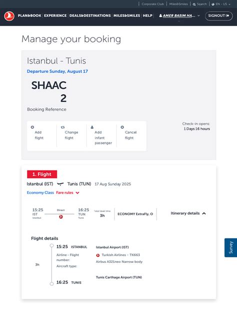 Turkish Airlines Manage Booking