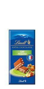 Lindt Tablette 34 Noisettes LES GRANDES Chocolat Noir 150g