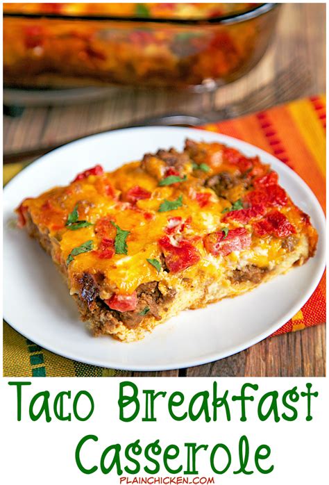 Taco Breakfast Casserole Recipe Taco Meat Eggs Milk Cheese Bread